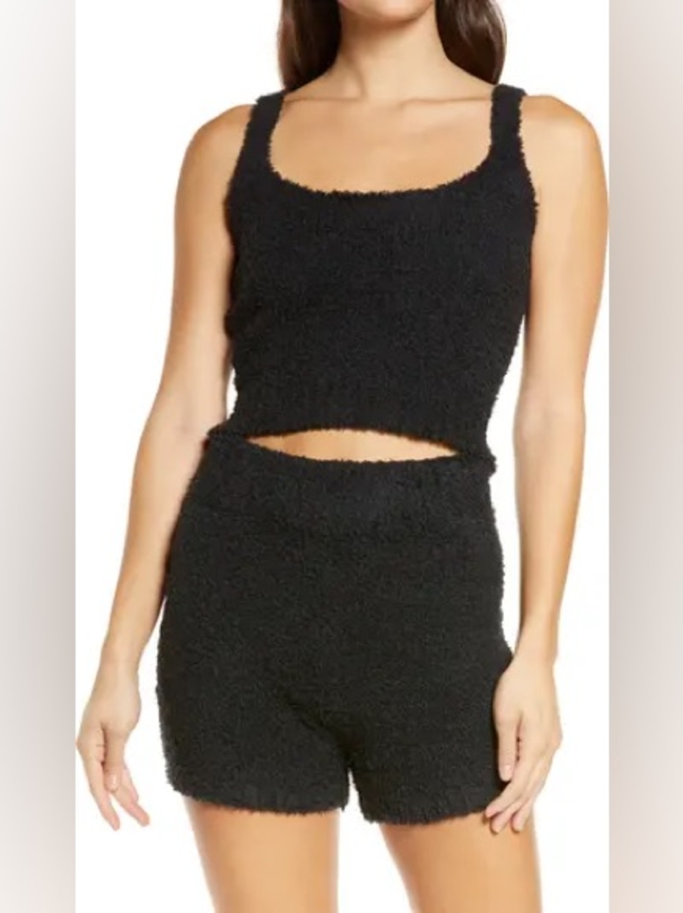 Skims cozy fuzzy tank top black